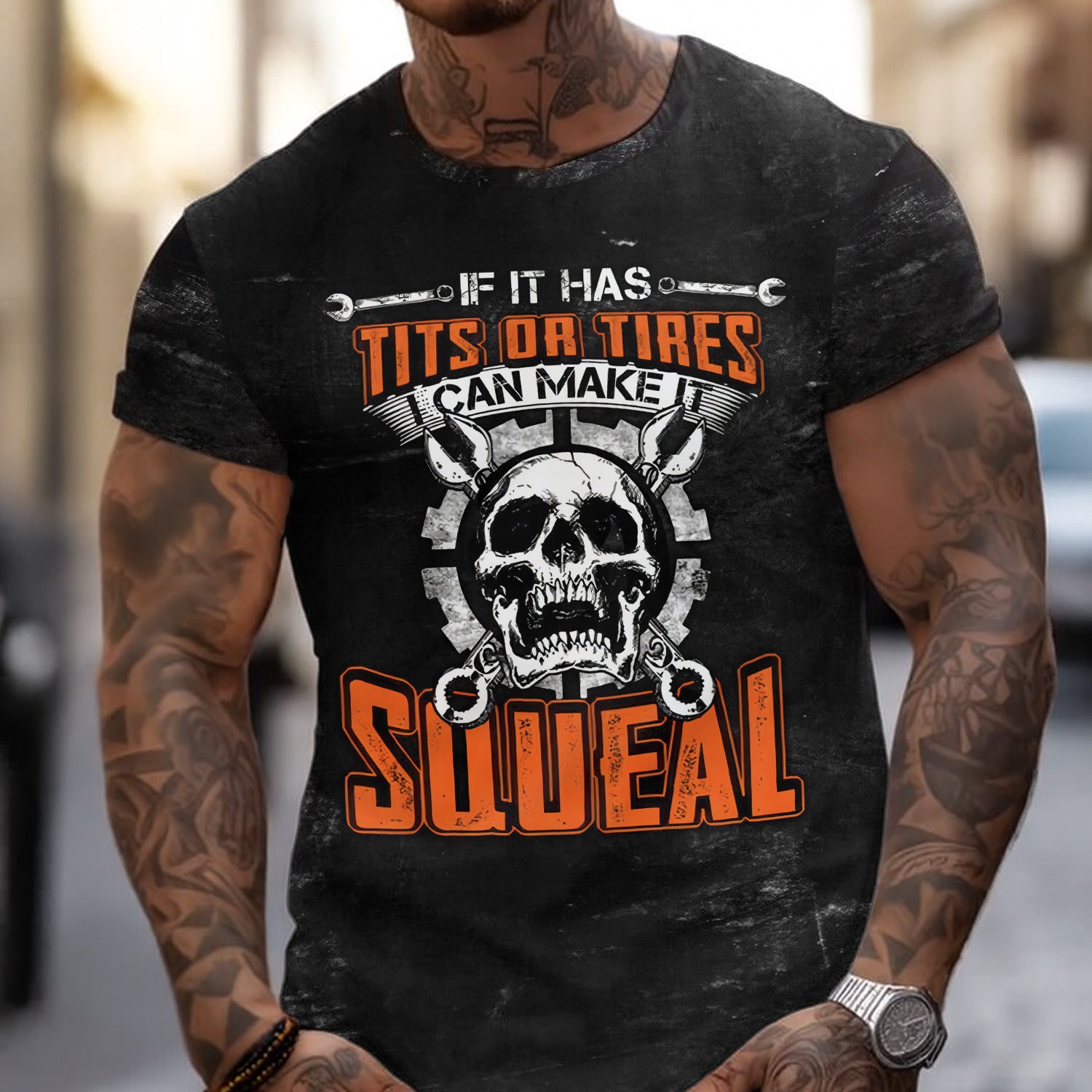 Humor Mechanic Shirt, If It Has Tits or Tires It Can Make You Squeal Shirt, Perfect Gift for Mechanics & Car Guys