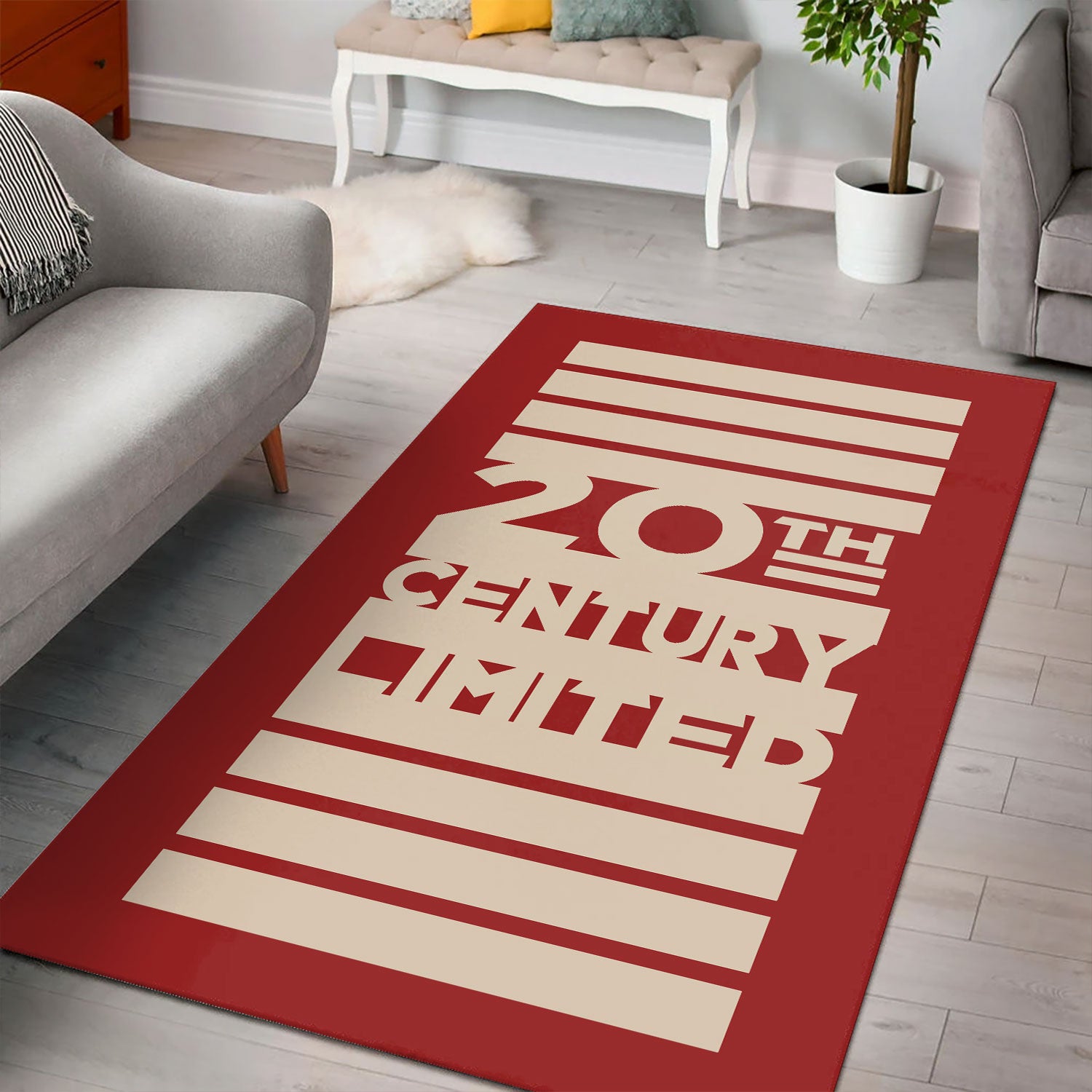 Railspirit 20th Century Limited Red Area Rug All Over Print Gift For Train Lovers
