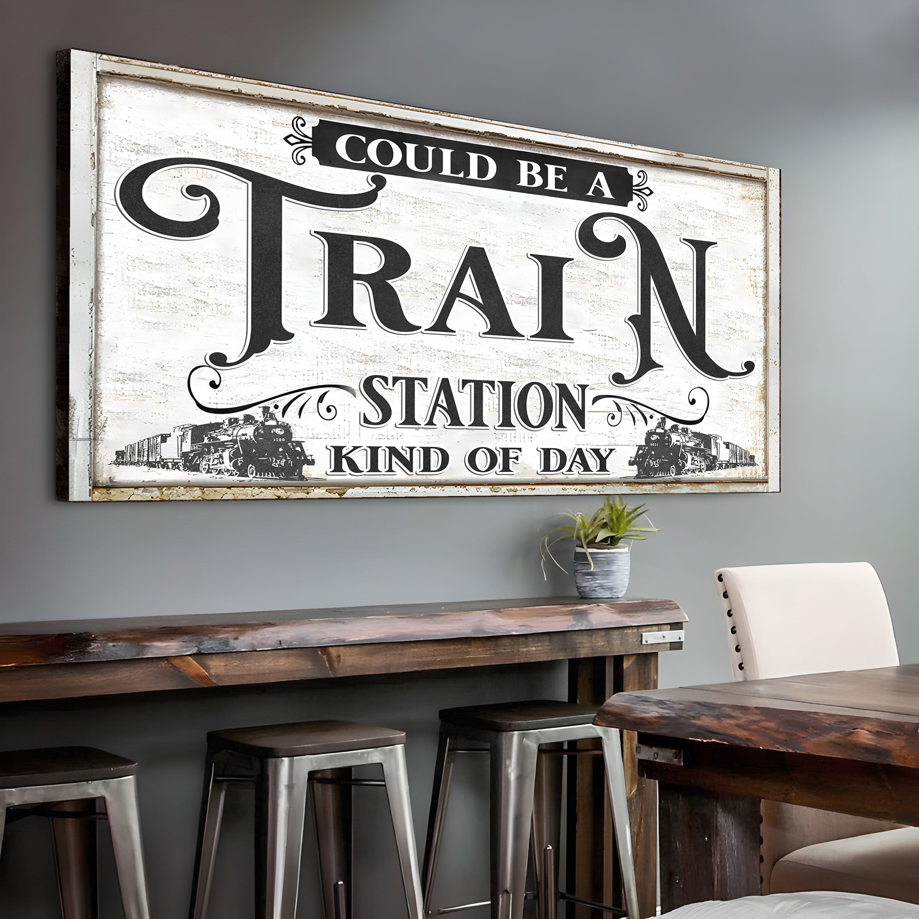 Railspirit Train Canvas Could be A Train Station Kind of Day Rusty Home Decor for Train Enthusiats