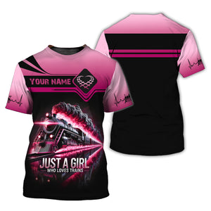 Railspirit Personalized Train Lover T-Shirt - Just a Girl Who Loves Trains