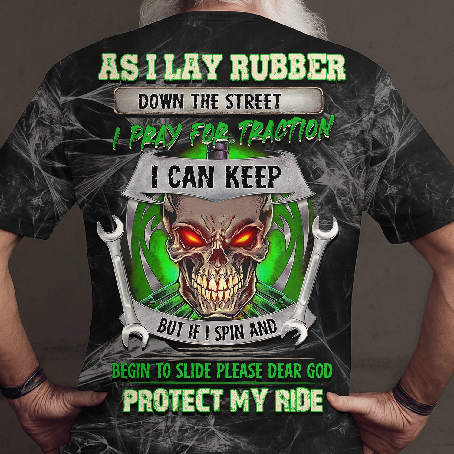 As I Lay Rubber Down the Street I Pray for Traction I Can Keep Quote Shirt, Skull Mechanic Racing Design, Funny Car Prayer Tee, Hoodie Zip For Men