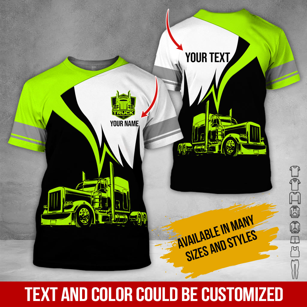 Custom Name Love Semi Truck Clothes, Personalized Trucker T-shirt