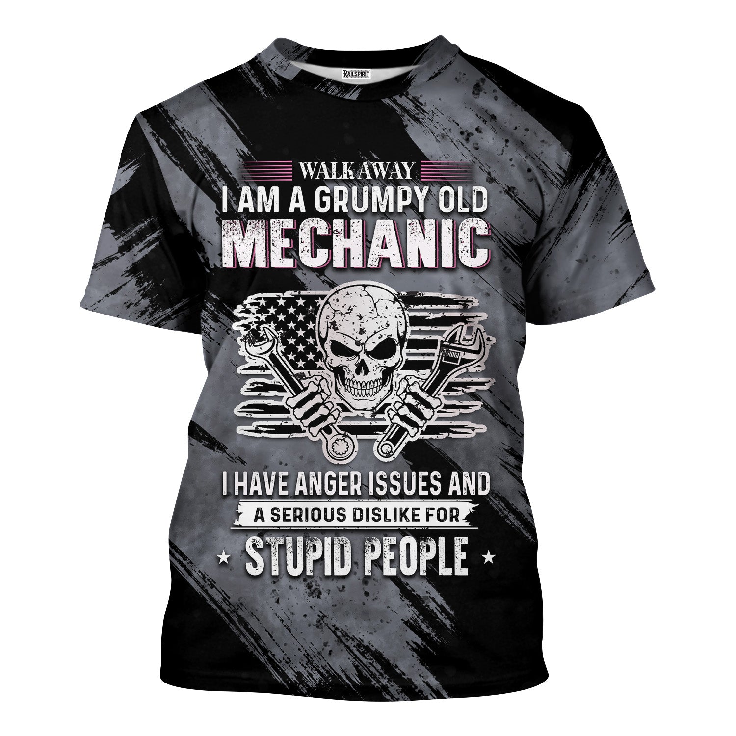 Walk Away I Am A Grumpy Old Mechanic Shirt Printed Vintage Mechanic Unisex T Shirt