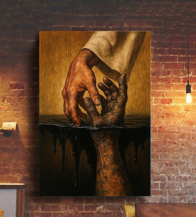 Jesus Holding My Hand Wall Art Canvas, The Hand of God Save Mechanic Hands, Take my Hand Canvas for God Lover