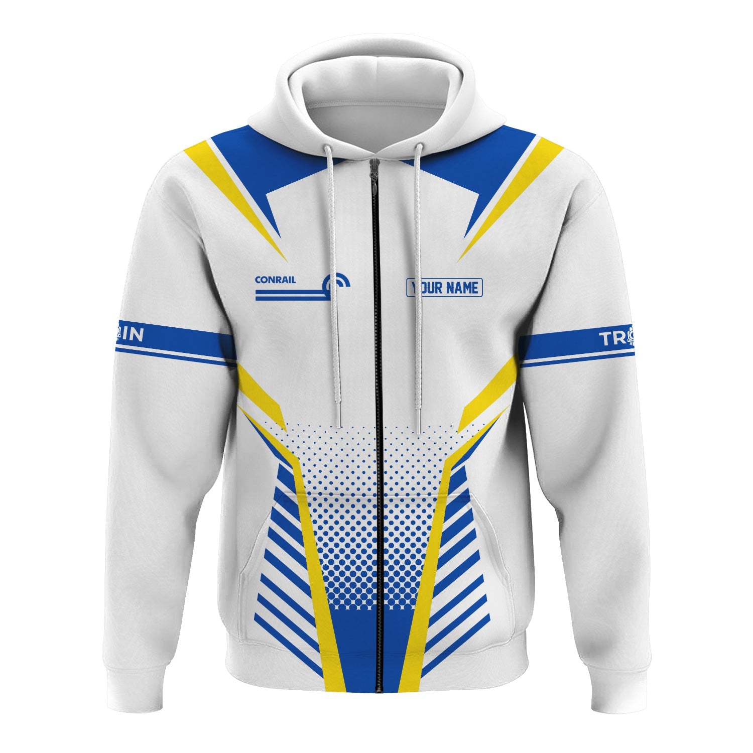 Railspirit Personalized Conrail Railroad Hoodie Unisex Train Zip Hoodie All Over Print