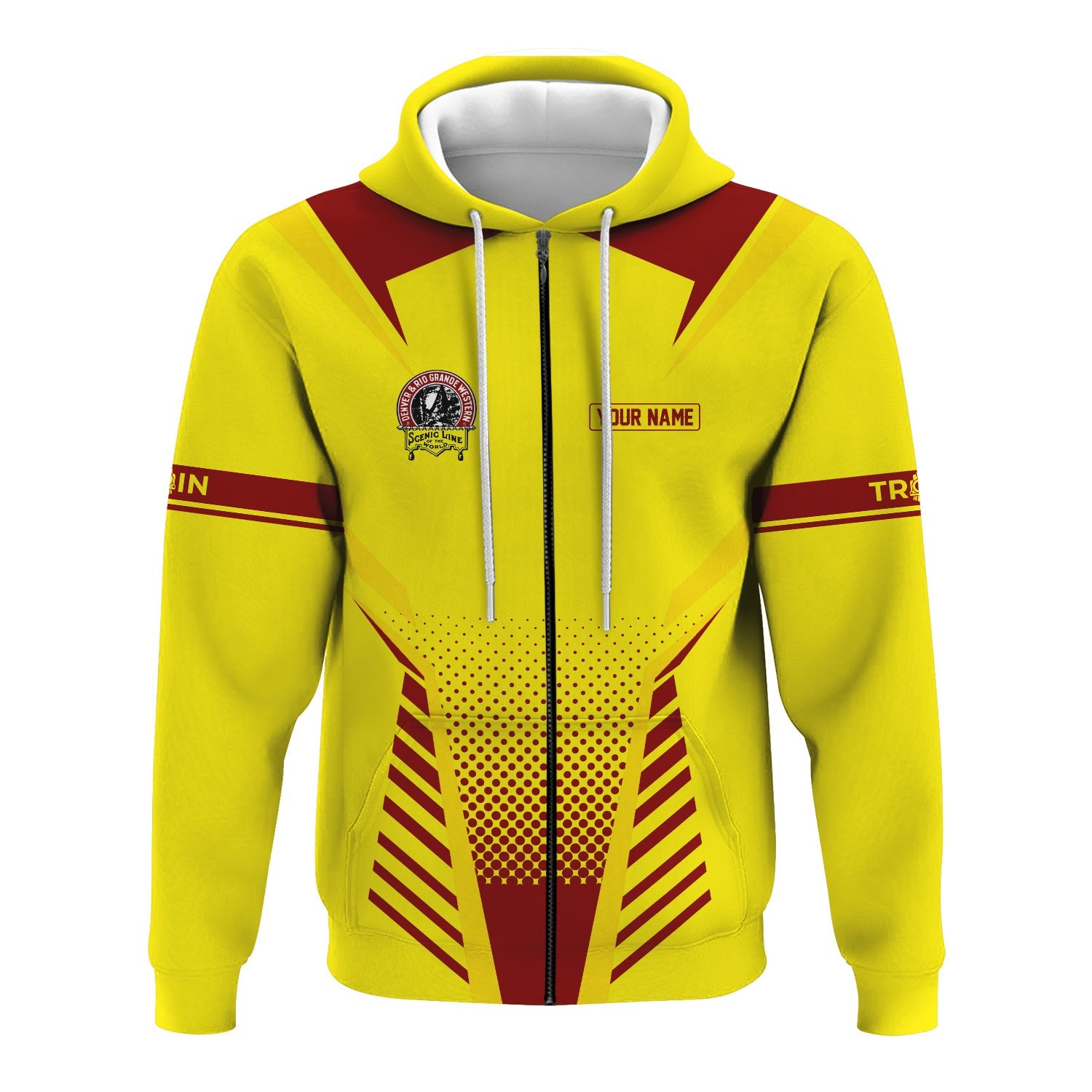 Railspirit Personalized Denver and Rio Grande Western Railroad Hoodie Unisex Train Zip Hoodie All Over Print