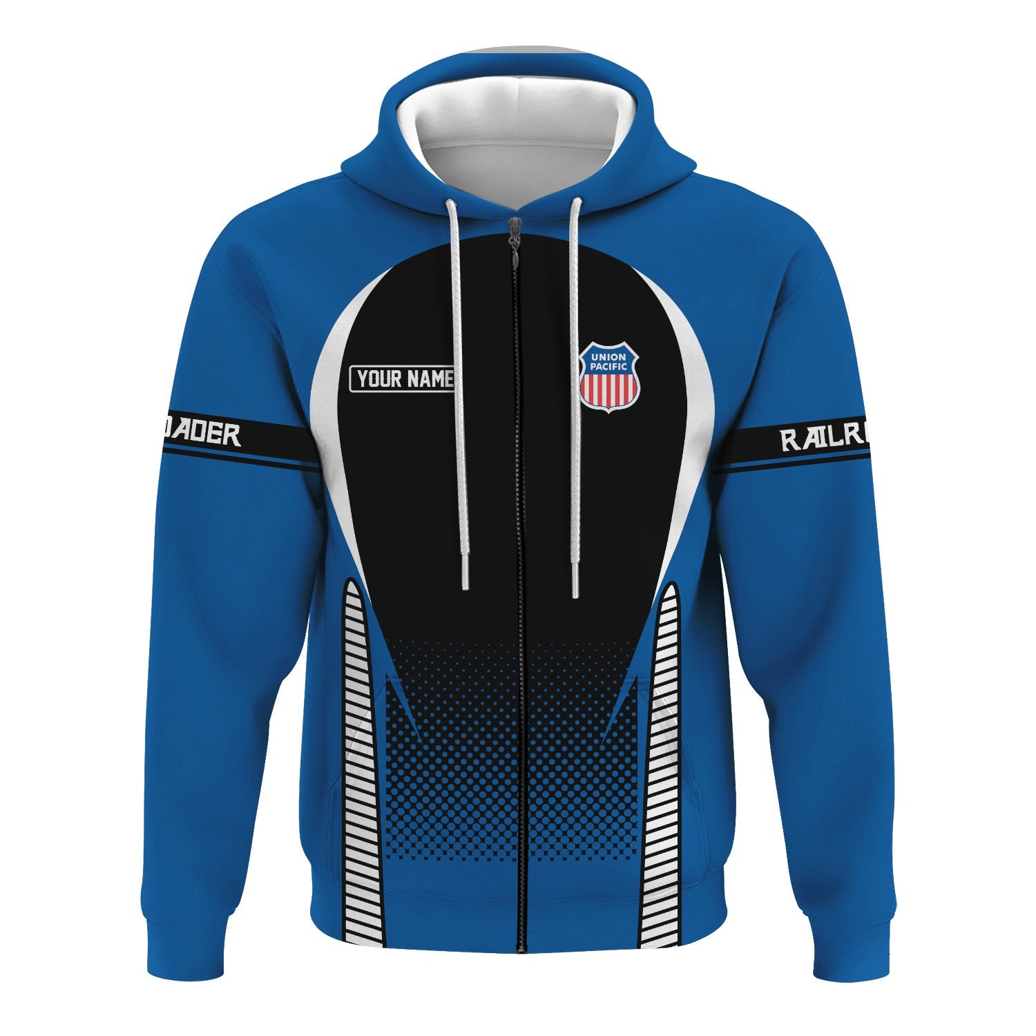 Railspirit Personalized Union Pacific Railroad Hoodie Stress Is Caused By Not Having Enough Trains Big Boy  Zip Up Hoodie