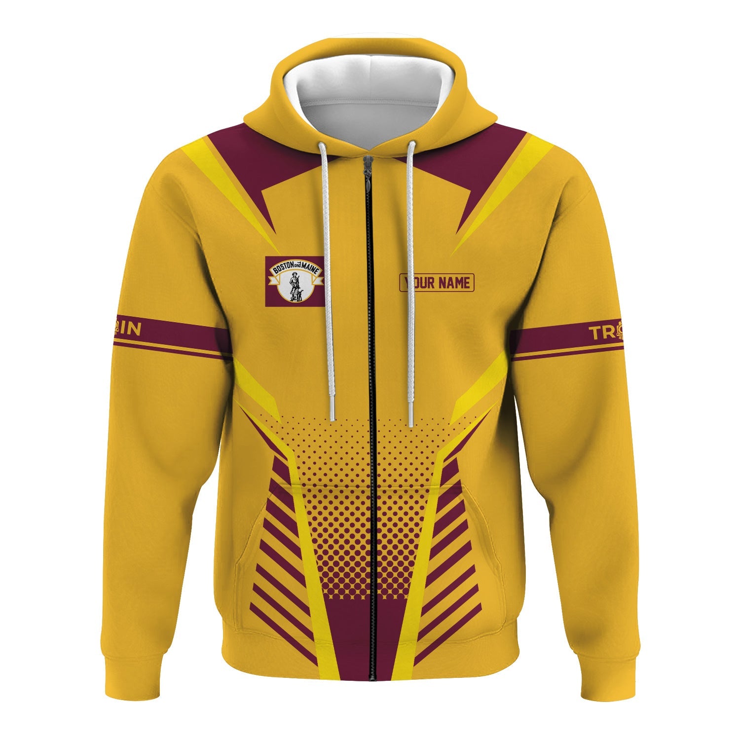 Railspirit Personalized Boston and Maine Railroad Hoodie Unisex Train Zip Hoodie All Over Print