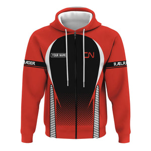Railspirit Personalized Canadian National Railroad Hoodie Stress Is Caused By Not Having Enough Trains Zip Up Hoodie
