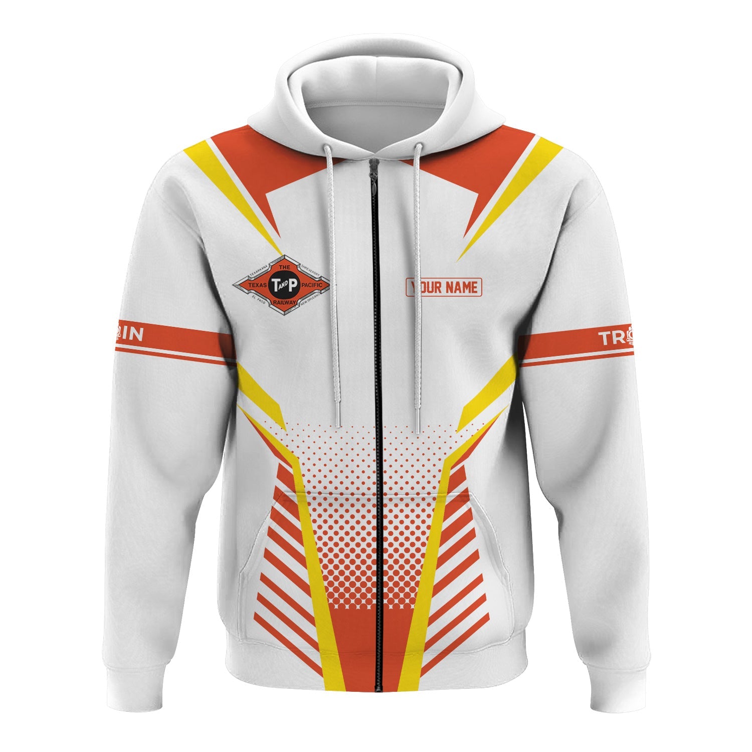 Railspirit Personalized Texas and Pacific Railway Hoodie Unisex Train Zip Hoodie All Over Print