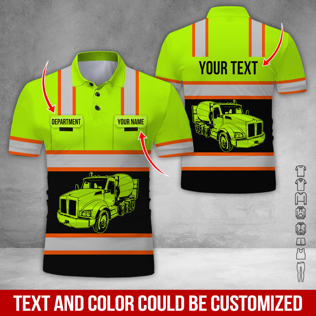Customized Name Concrete Mixer Truck Shirt, 3D Printed Pocket DesignShirt, Perfect Gift for Husband, Dad, or Son Who Loves the Trucker Life