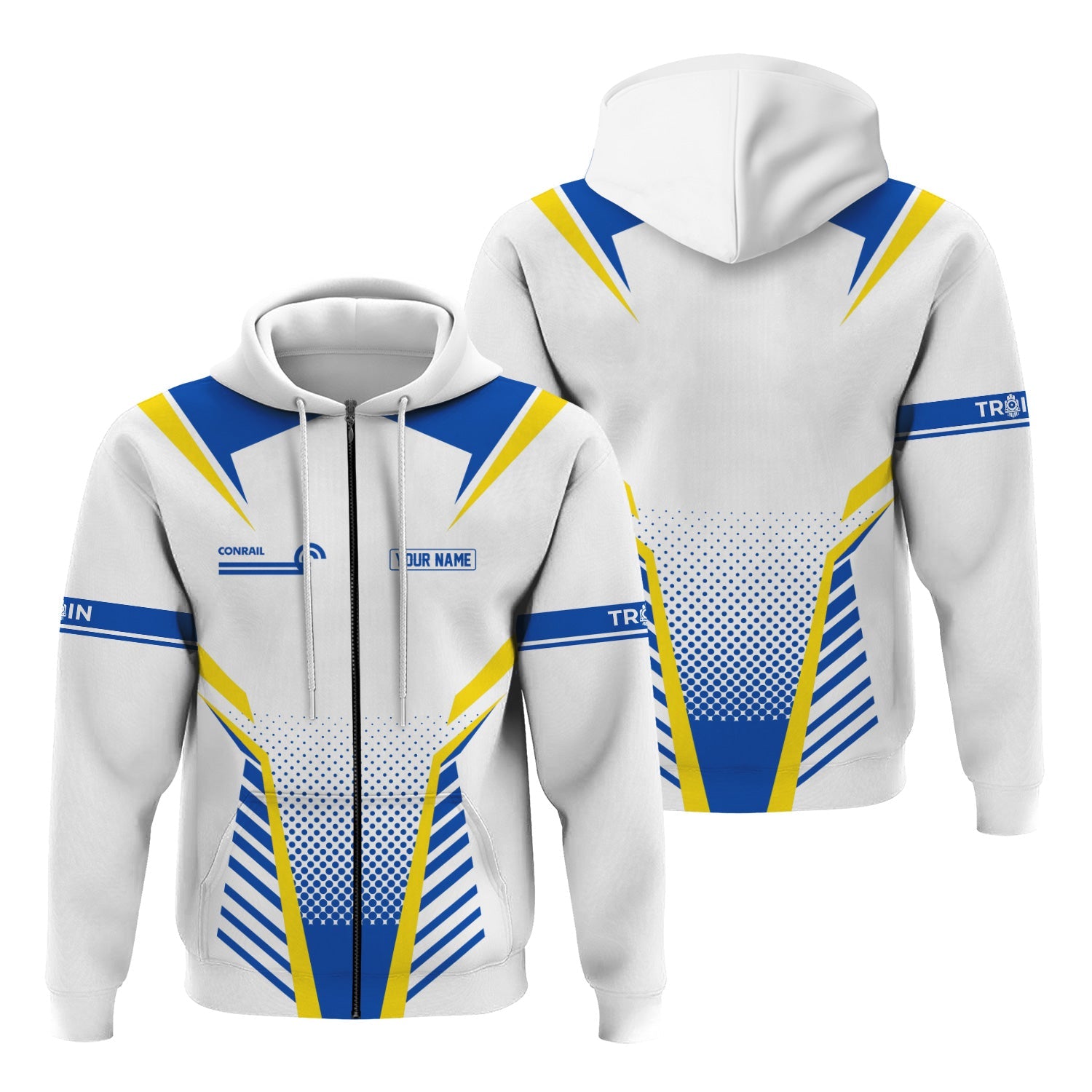 Railspirit Personalized Conrail Railroad Hoodie Unisex Train Zip Hoodie All Over Print