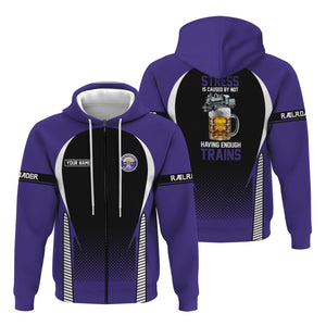 Railspirit Personalized Southern Pacific Railroad Hoodie Stress Is Caused By Not Having Enough Trains Zip Up Hoodie