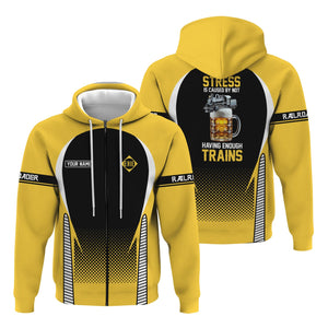 Railspirit Personalized Erie Railroad Hoodie Stress Is Caused By Not Having Enough Trains Zip Up Hoodie