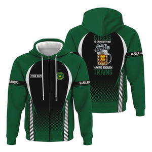 Railspirit Personalized Maine Central Railroad Hoodie Stress Is Caused By Not Having Enough Trains Zip Up Hoodie