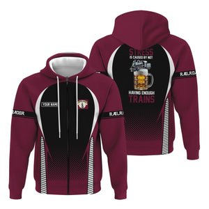 Railspirit Personalized Boston and Maine Railroad Hoodie Stress Is Caused By Not Having Enough Trains  Zip Up Hoodie