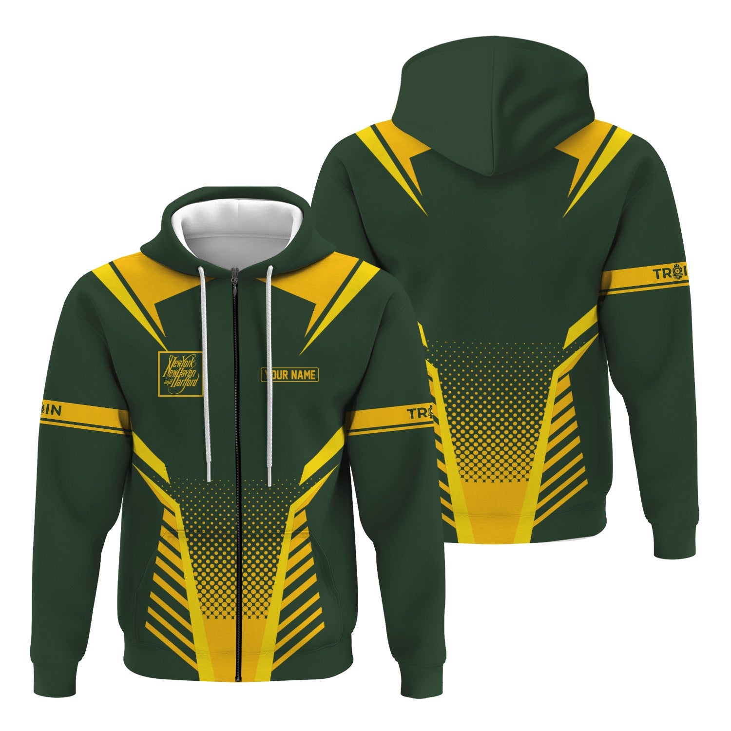 Railspirit Personalized New York, New Haven and Hartford Railroad Hoodie Unisex New Haven Railroad Train Zip Hoodie All Over Print