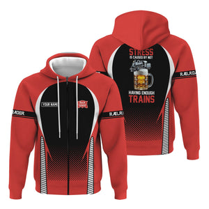 Railspirit Personalized Chicago, Rock Island and Pacific Railroad Hoodie Stress Is Caused By Not Having Enough Trains Rock Island Railroad  Zip Up Hoodie