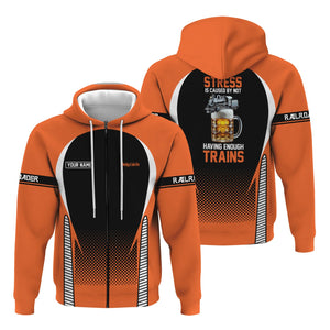 Railspirit Personalized Wheeling And Lake Erie Railroad Hoodie Stress Is Caused By Not Having Enough Trains  Zip Up Hoodie