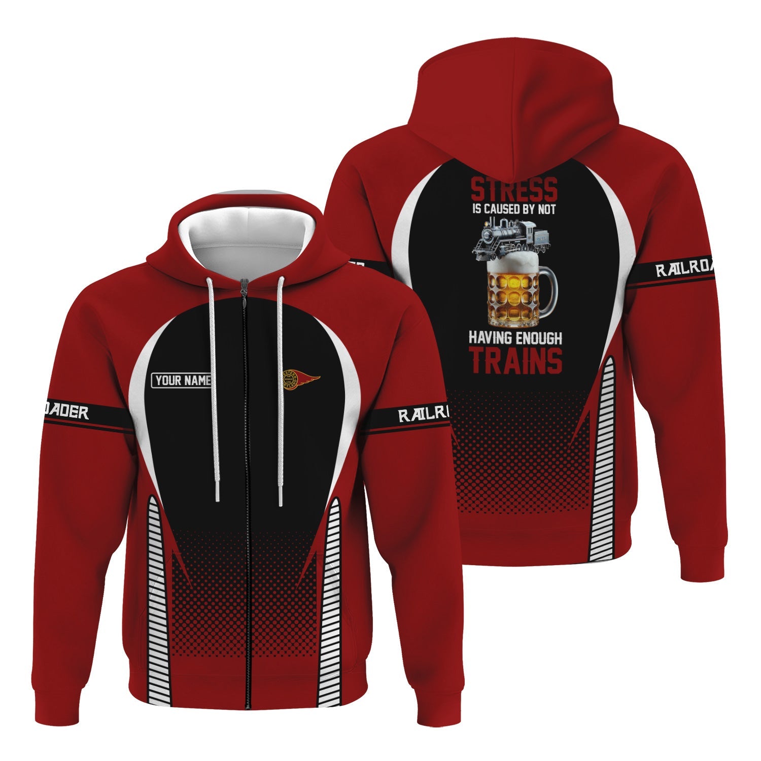 Railspirit Personalized Western Maryland Railway Hoodie Stress Is Caused By Not Having Enough Trains  Zip Up Hoodie