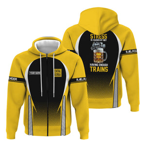 Railspirit Personalized Central of Georgia Railway Hoodie Stress Is Caused By Not Having Enough Trains Zip Up Hoodie