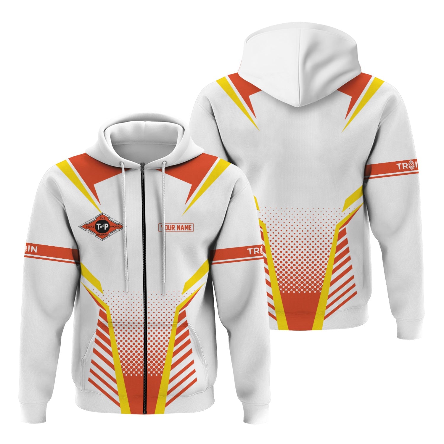 Railspirit Personalized Texas and Pacific Railway Hoodie Unisex Train Zip Hoodie All Over Print