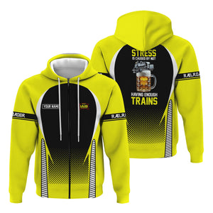 Railspirit Personalized Iowa Interstate Railroad Hoodie Stress Is Caused By Not Having Enough Trains IAIS Zip Up Hoodie