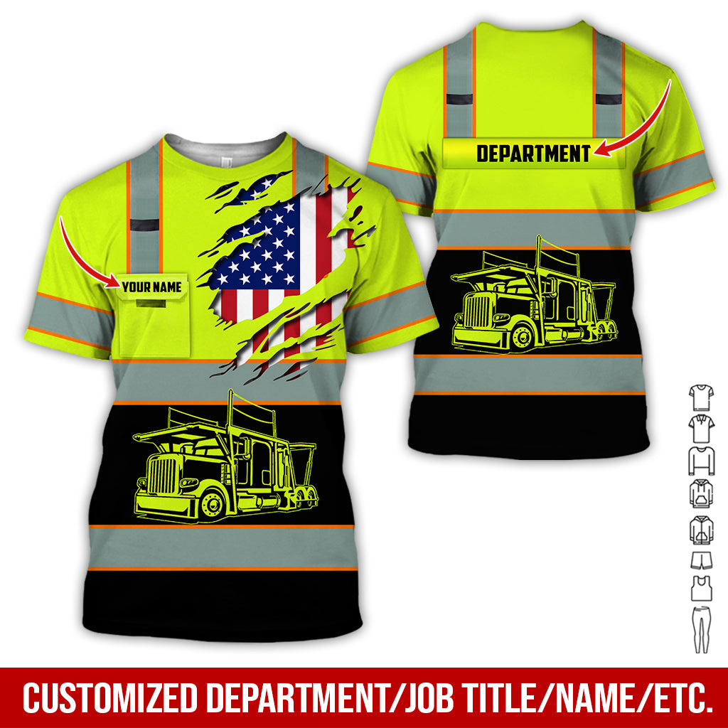 Customized Name Car Hauler Truck Uniform Clothes, Printed Pocket, Custom Trucker Gear