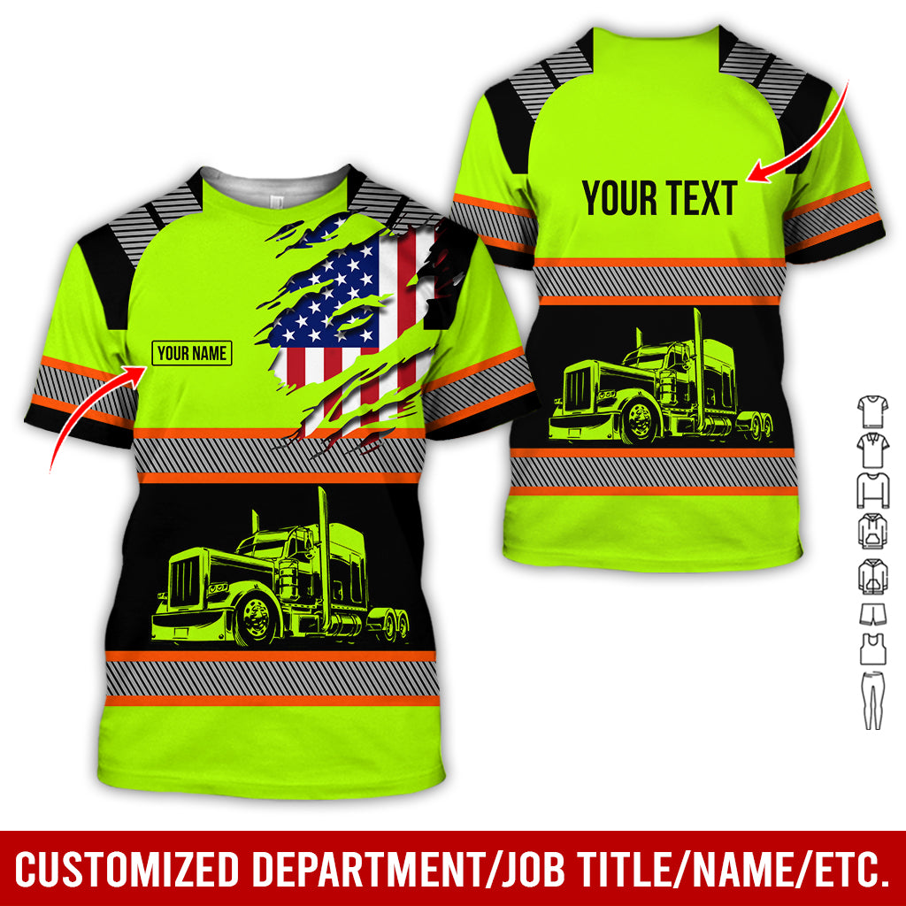 Customized Name Semi Truck Uniform 3D Printed Clothes, Personalized Trucker Apparel