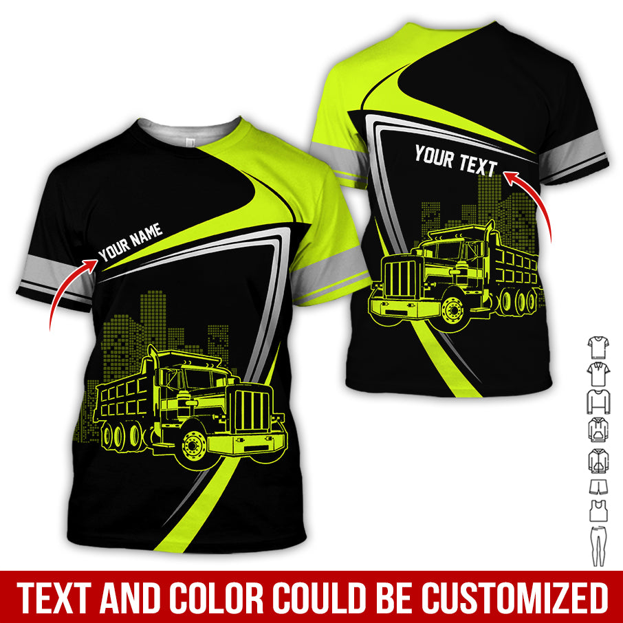 Custom Name Love Dump Truck Shirt, Personalized Workwear Gift For Driver