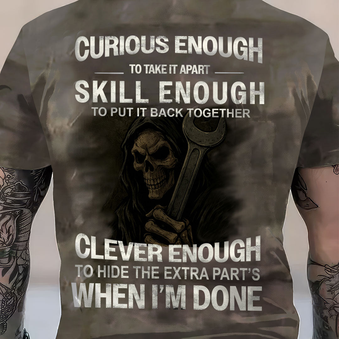 Funny Mechanic Shirt Curious Enough To Take It Apart Grim Reaper Wrench Shirt