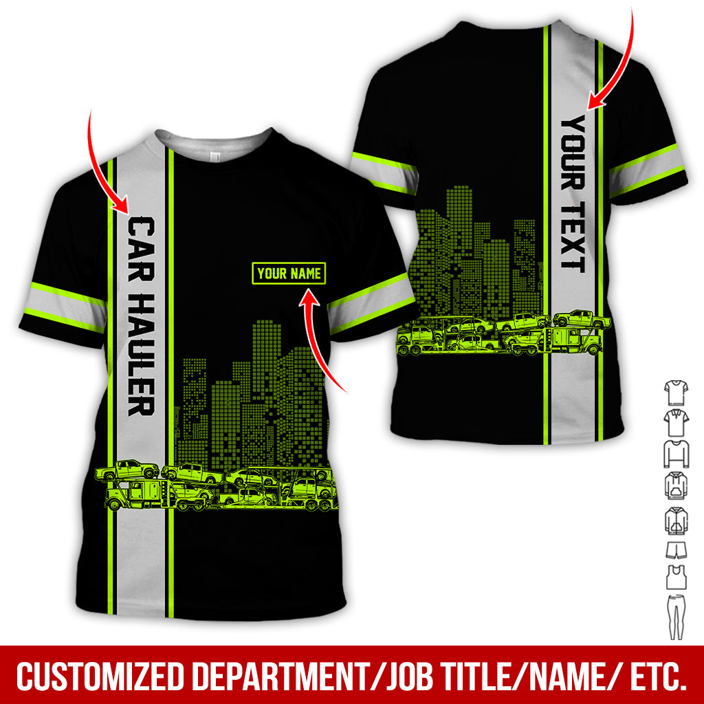 Customized Name Car Hauler Truck Printed Clothes, Personalized Driver Apparel