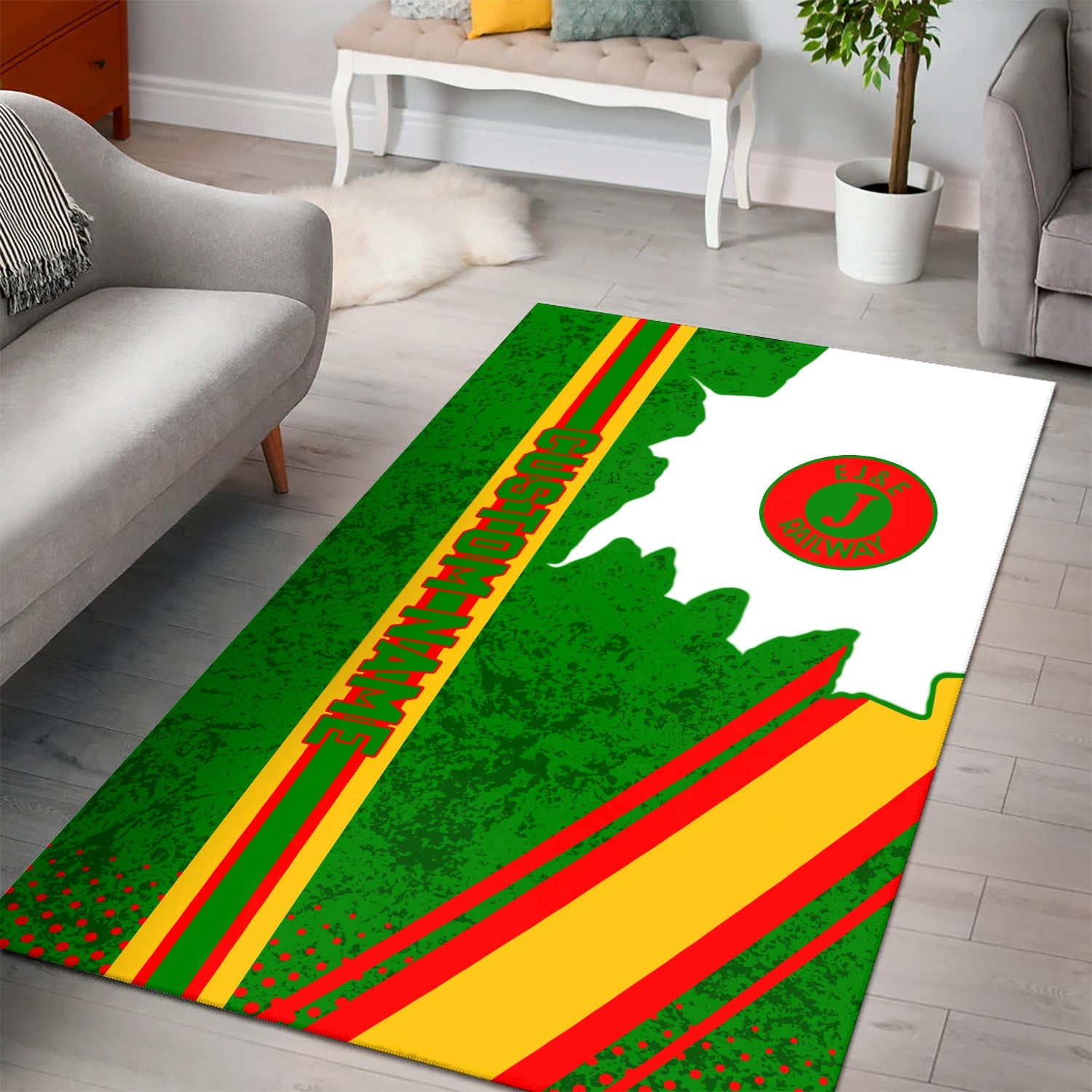 Railspirit Personalized Elgin Joliet And Eastern Railroad Area Rug Vintage All Over Printed Rug