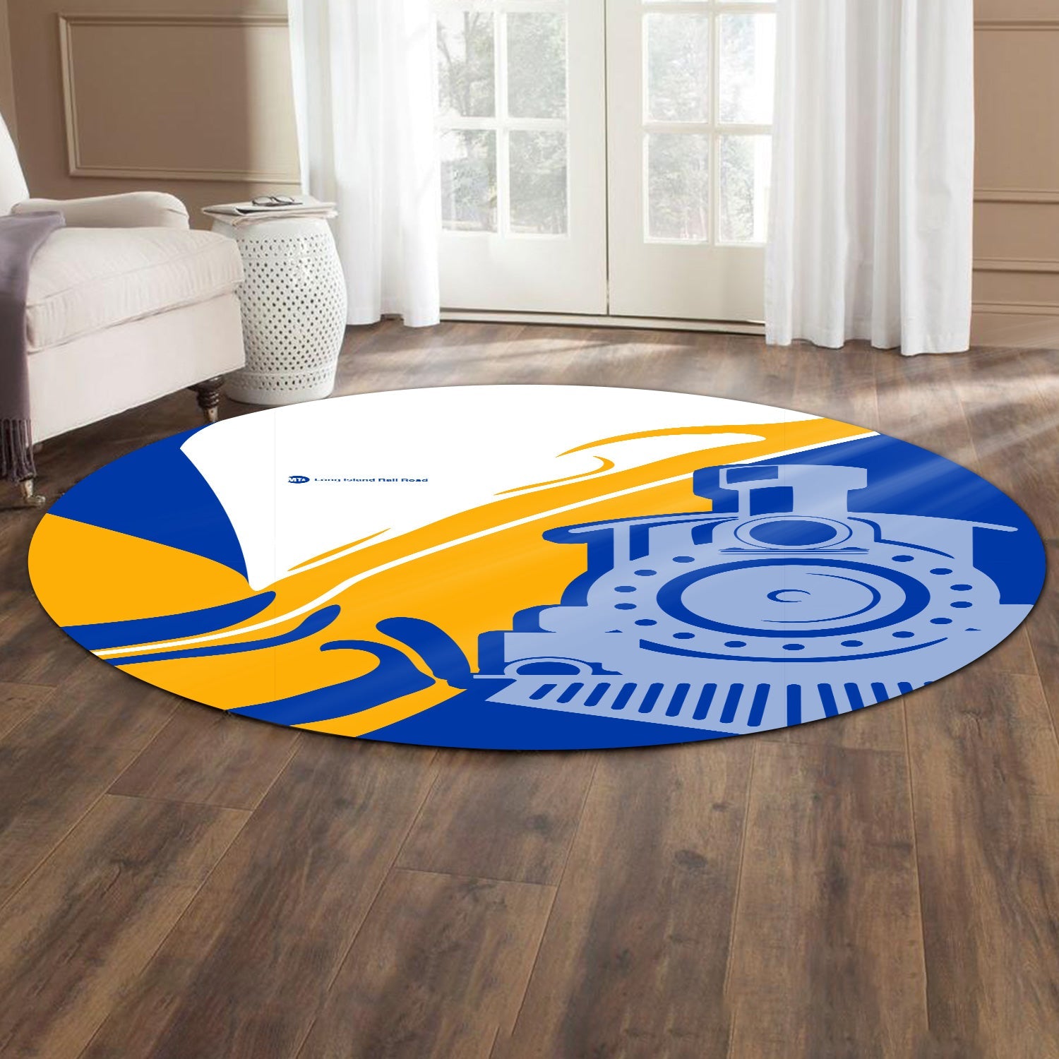 Railspirit Long Island Railroad Round Mat Flame-Inspired Style Mat Gift Idea For Train Lovers