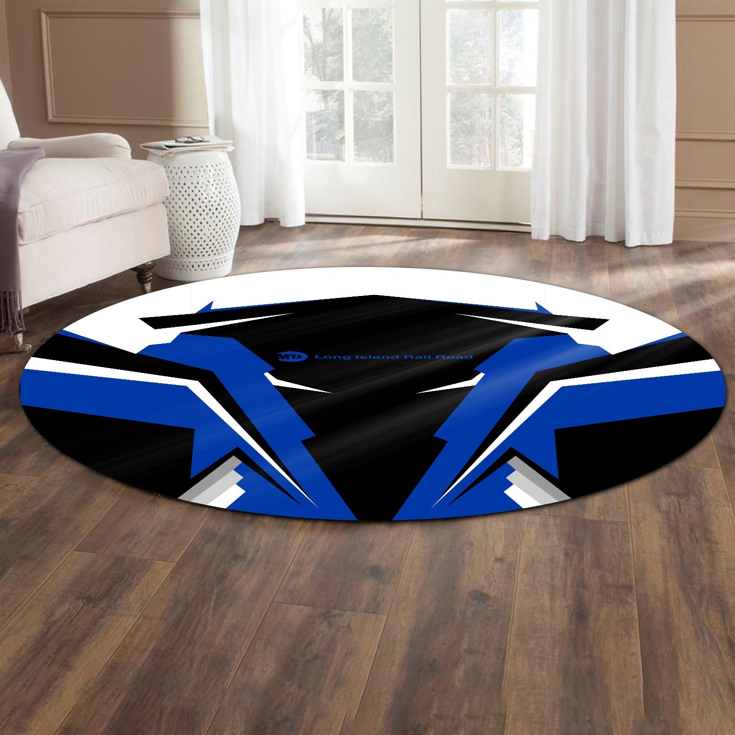 Railspirit Long Island Railroad Round Mat Strong Line Style Rug All Over Print