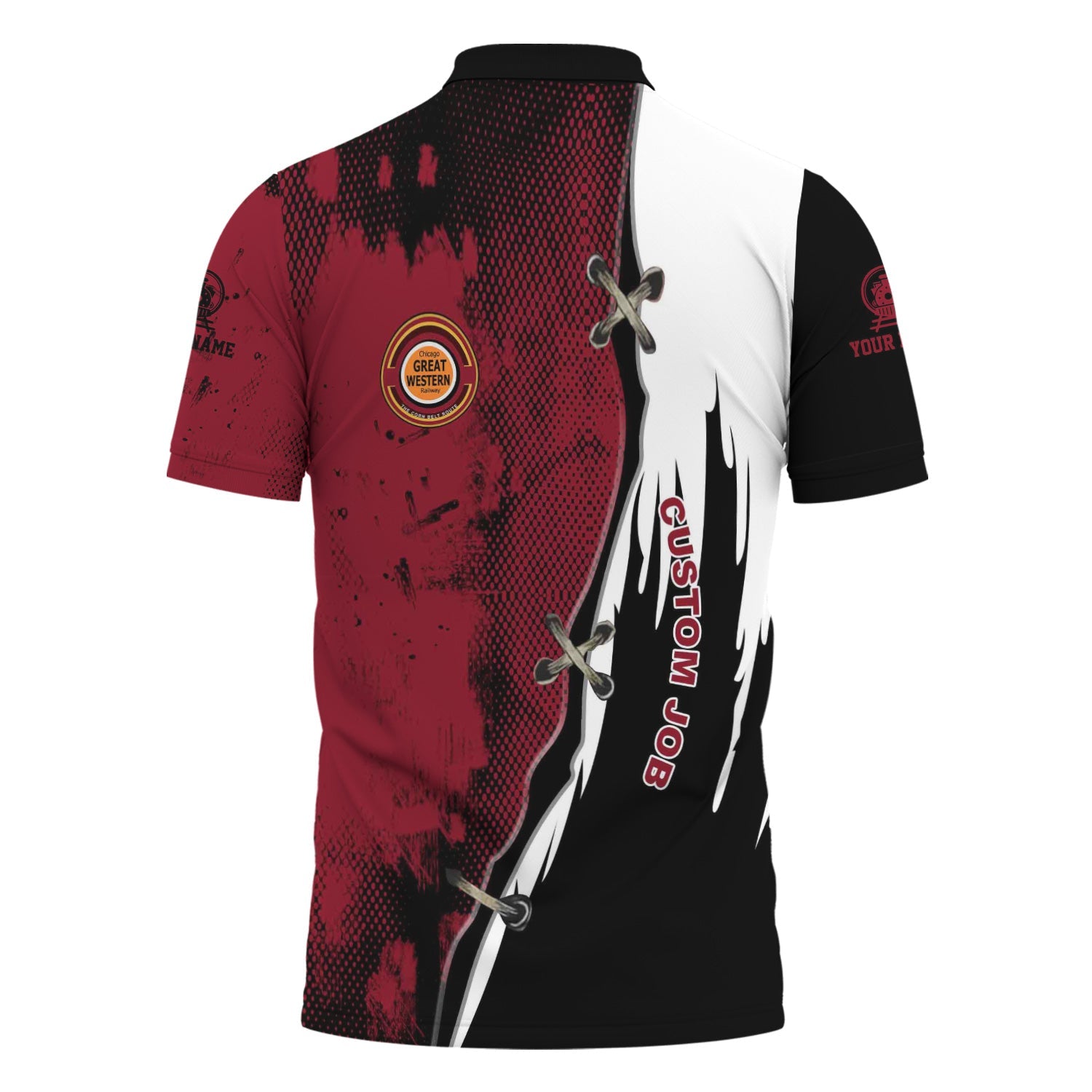 Railspirit Personalized Chicago Great Western Railroad Polo Shirt Retro Stitches Design with Custom Position Train Shirt