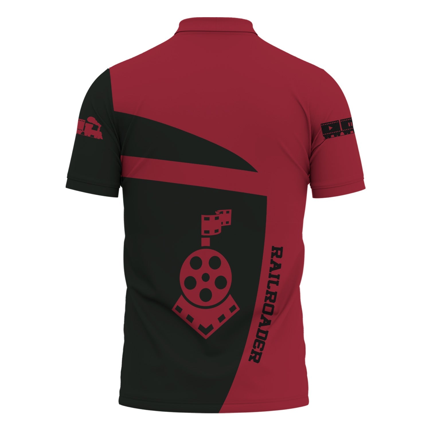 Railspirit Personalized Chicago Great Western Railroad Polo Shirt All Aboard Steam Train Movie Projector Style Shirt