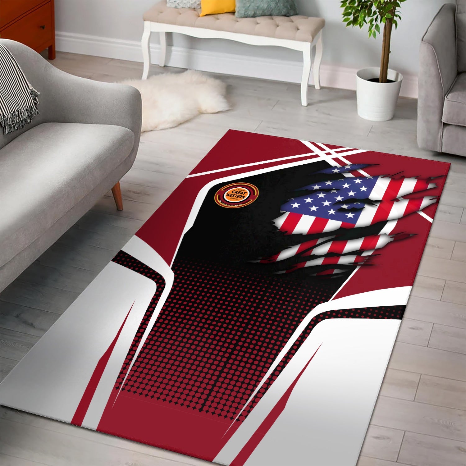 Railspirit Personalized Chicago Great Western Railroad Area Rug American Eagle Vintage Train Rug