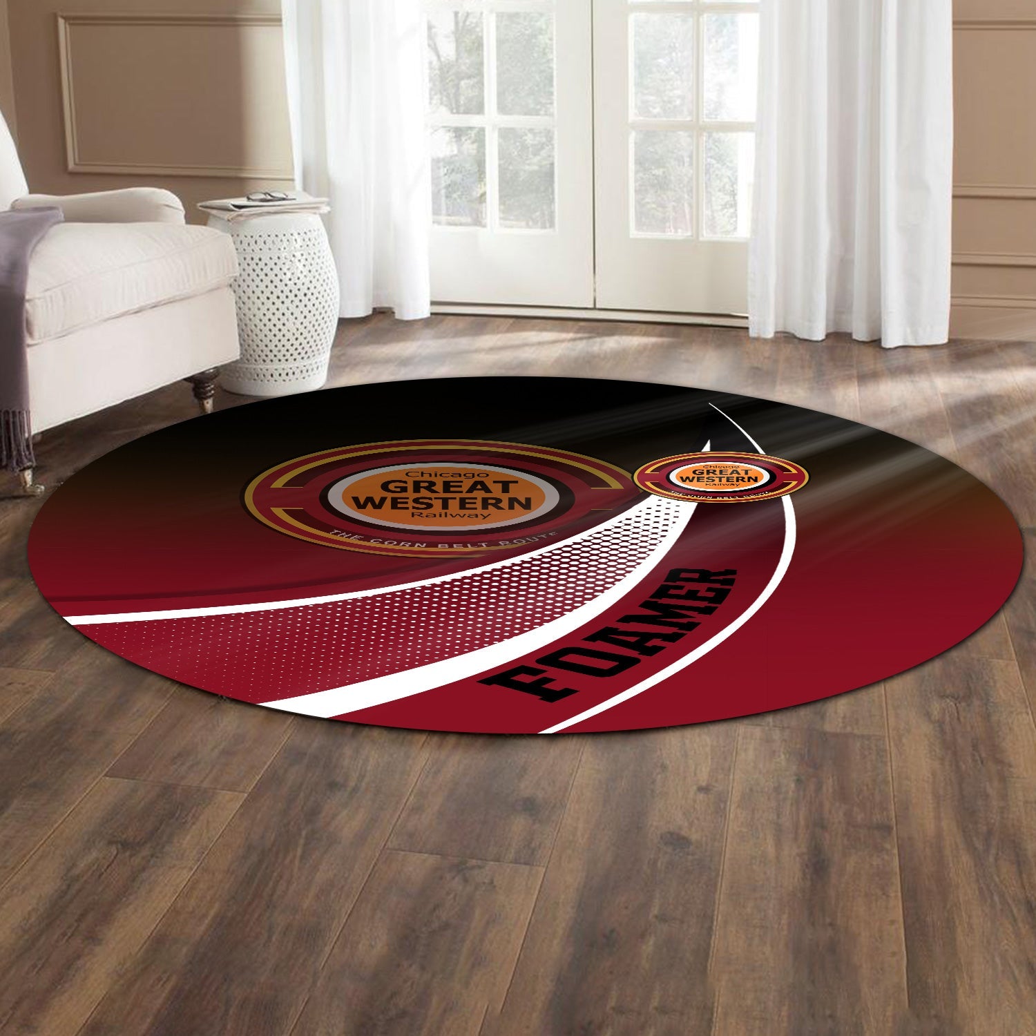Railspirit Chicago Great Western Railroad Round Mat Railway-Themed Style Mat Gift Idea For Trainspotter
