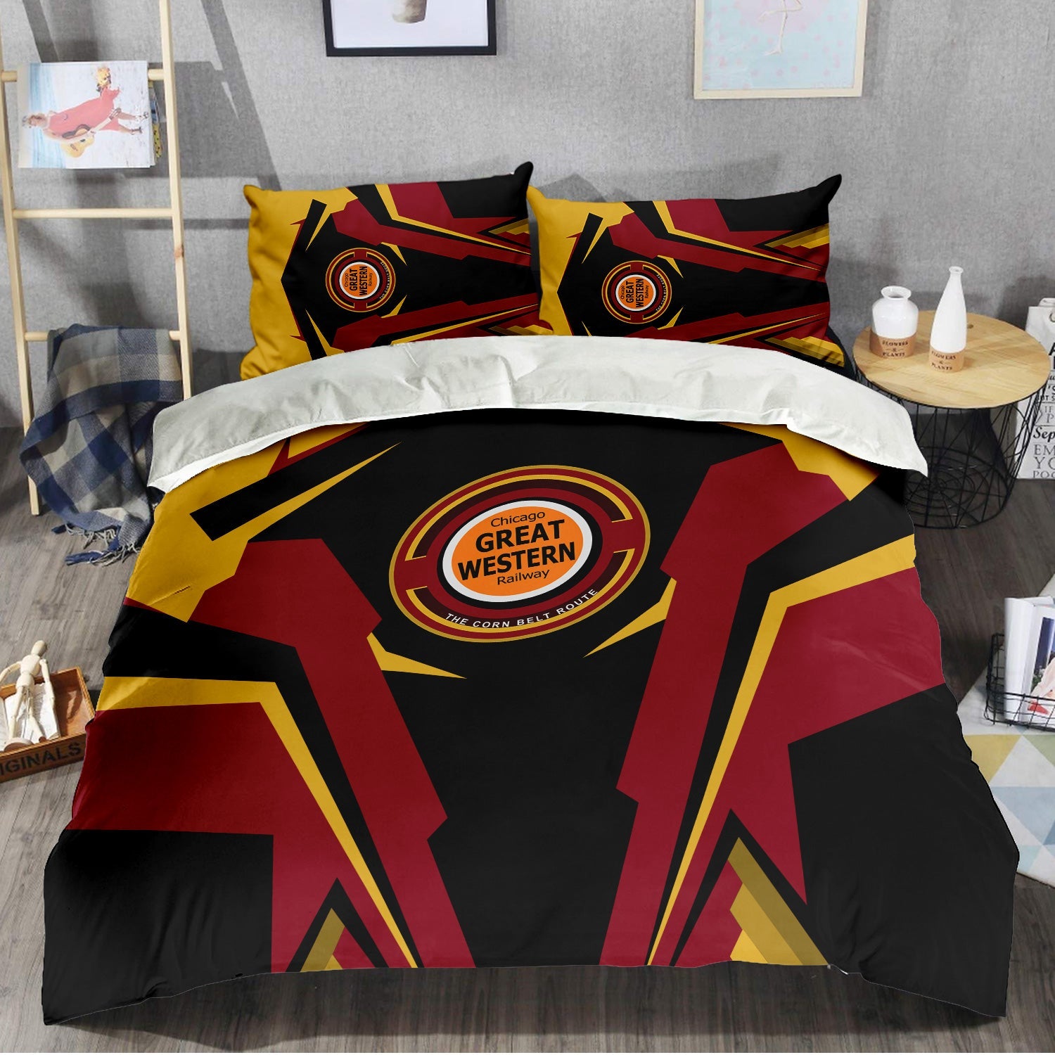 Railspirit Chicago Great Western Railroad Bedding Set Strong Line Style Bedding Set All Over Print