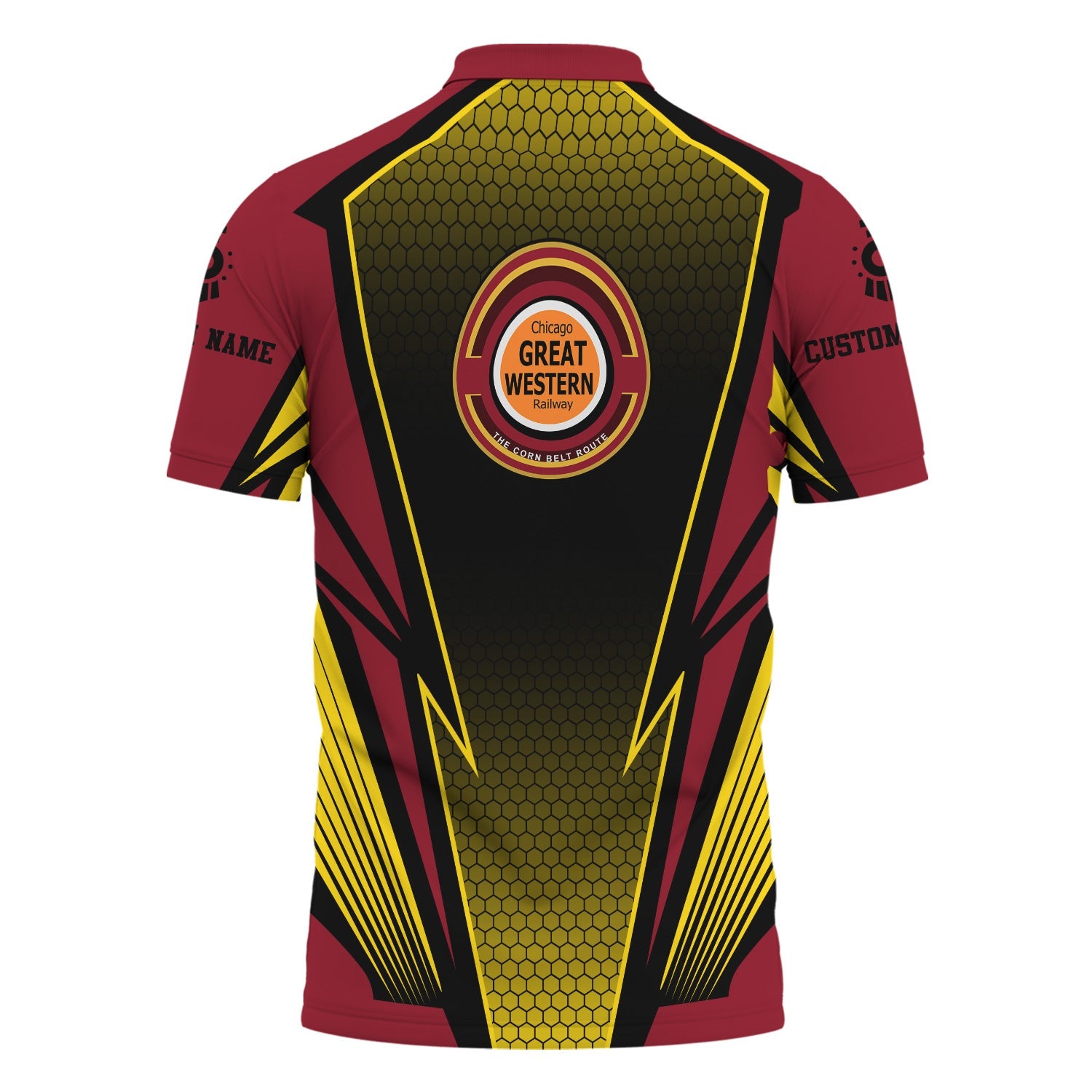 Railspirit Personalized Chicago Great Western Railroad Polo Shirt Lightning Graphic Style Shirt Gift Idea For Train Lover