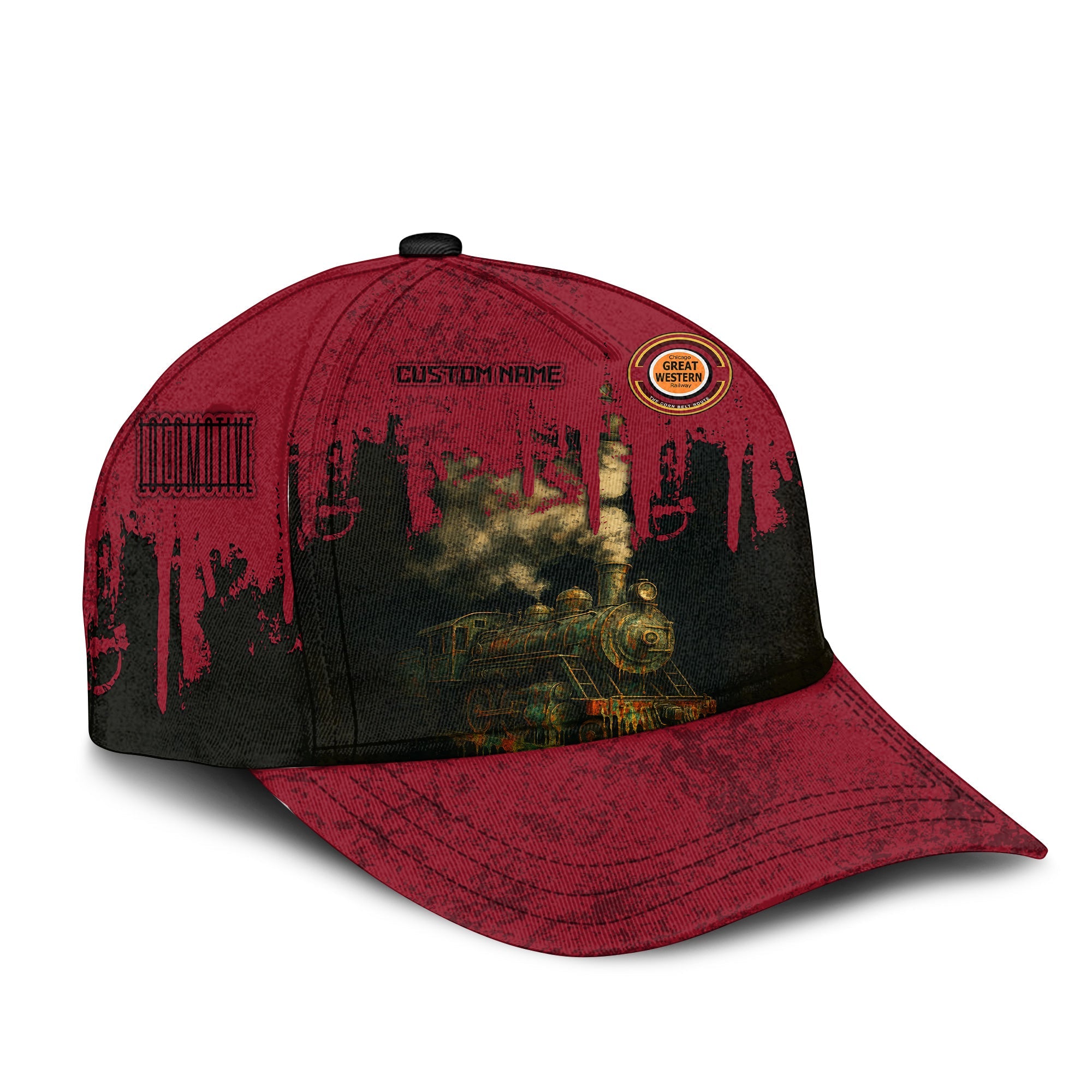 Railspirit Personalized Chicago Great Western Railroad Classic Cap Vintage Train Art Style Cap For Locomotive Fans