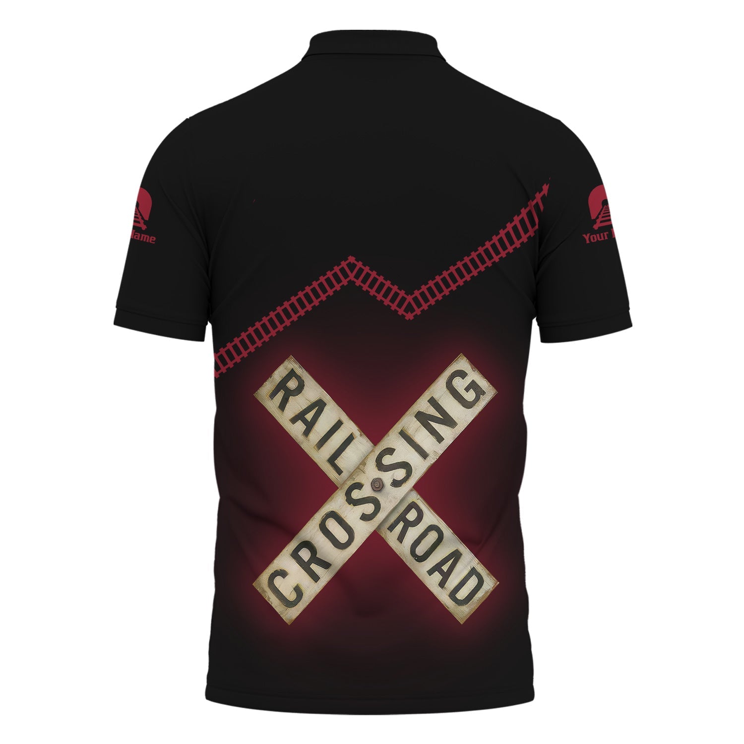 Railspirit Personalized Chicago Great Western Railroad Polo Shirt Railroad Crossing Printed Train Track Shirt