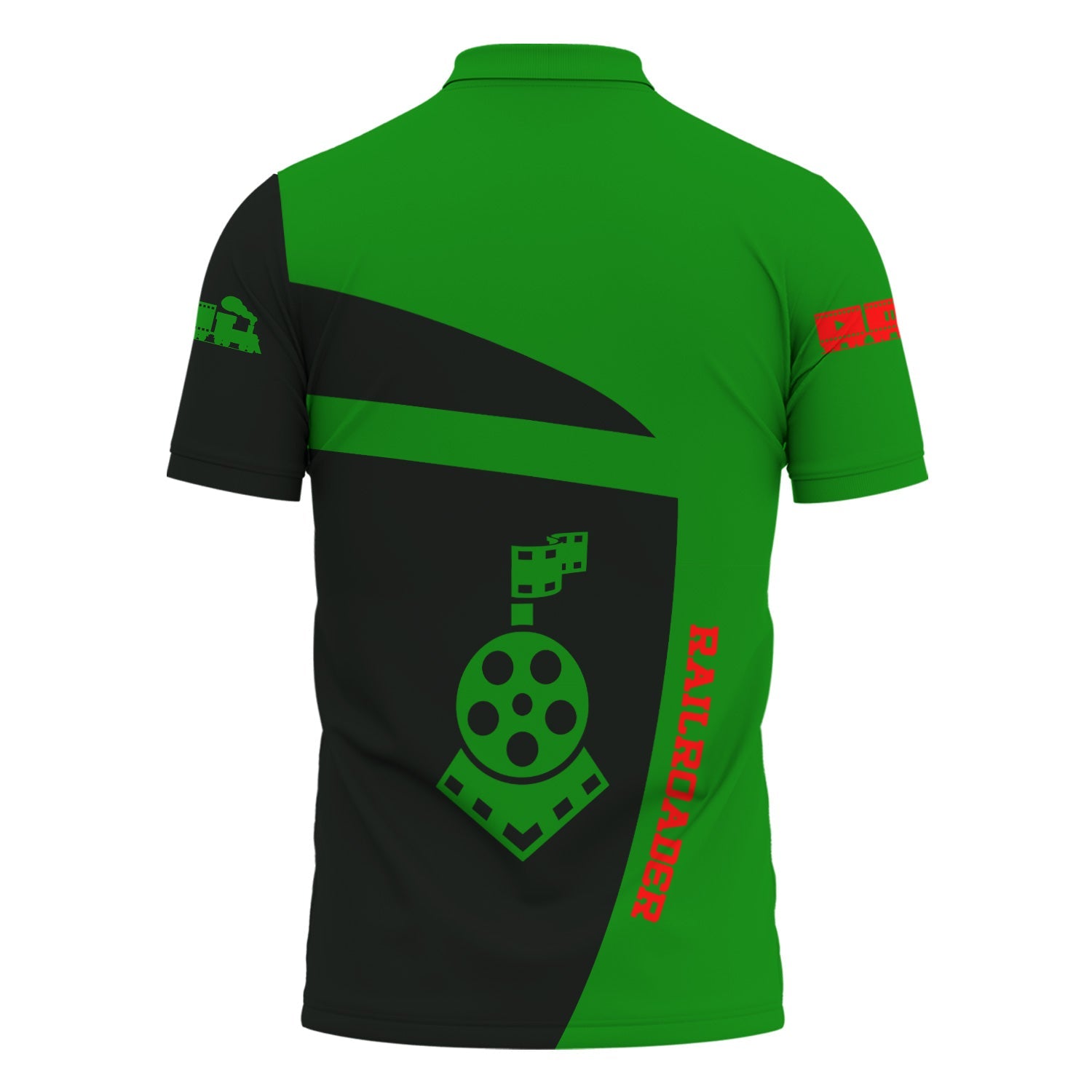 Railspirit Personalized Elgin Joliet And Eastern Railroad Polo Shirt All Aboard Steam Train Movie Projector Style Shirt