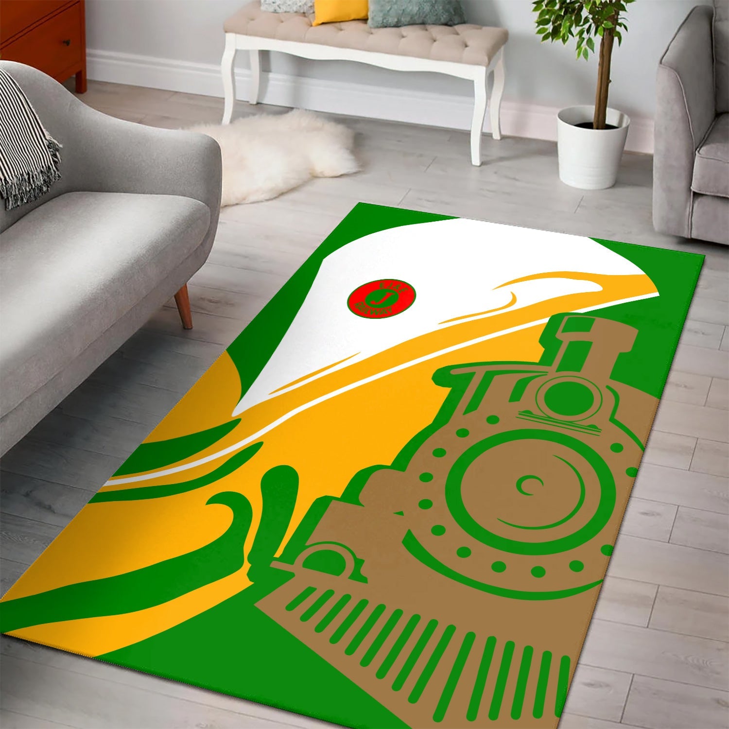 Railspirit Elgin Joliet And Eastern Railroad Area Rug Flame-Inspired Style Rug Gift Idea For Train Lovers