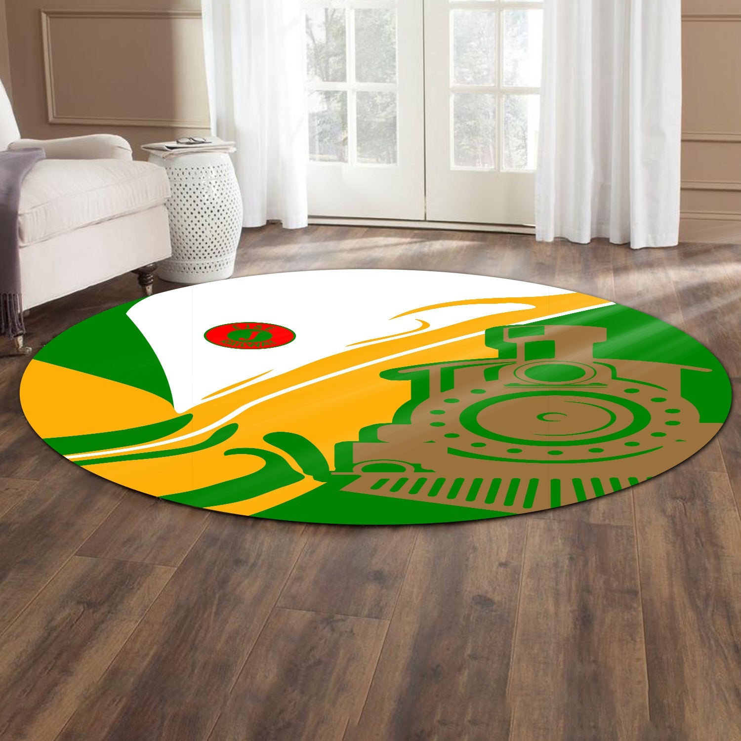 Railspirit Elgin Joliet And Eastern Railroad Round Mat Flame-Inspired Style Mat Gift Idea For Train Lovers