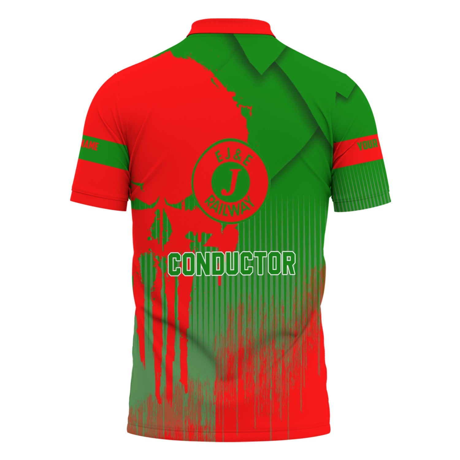 Railspirit Personalized Elgin Joliet And Eastern Railroad Polo Shirt Skull Design with Custom Job Train Shirt for Trackhead Crew