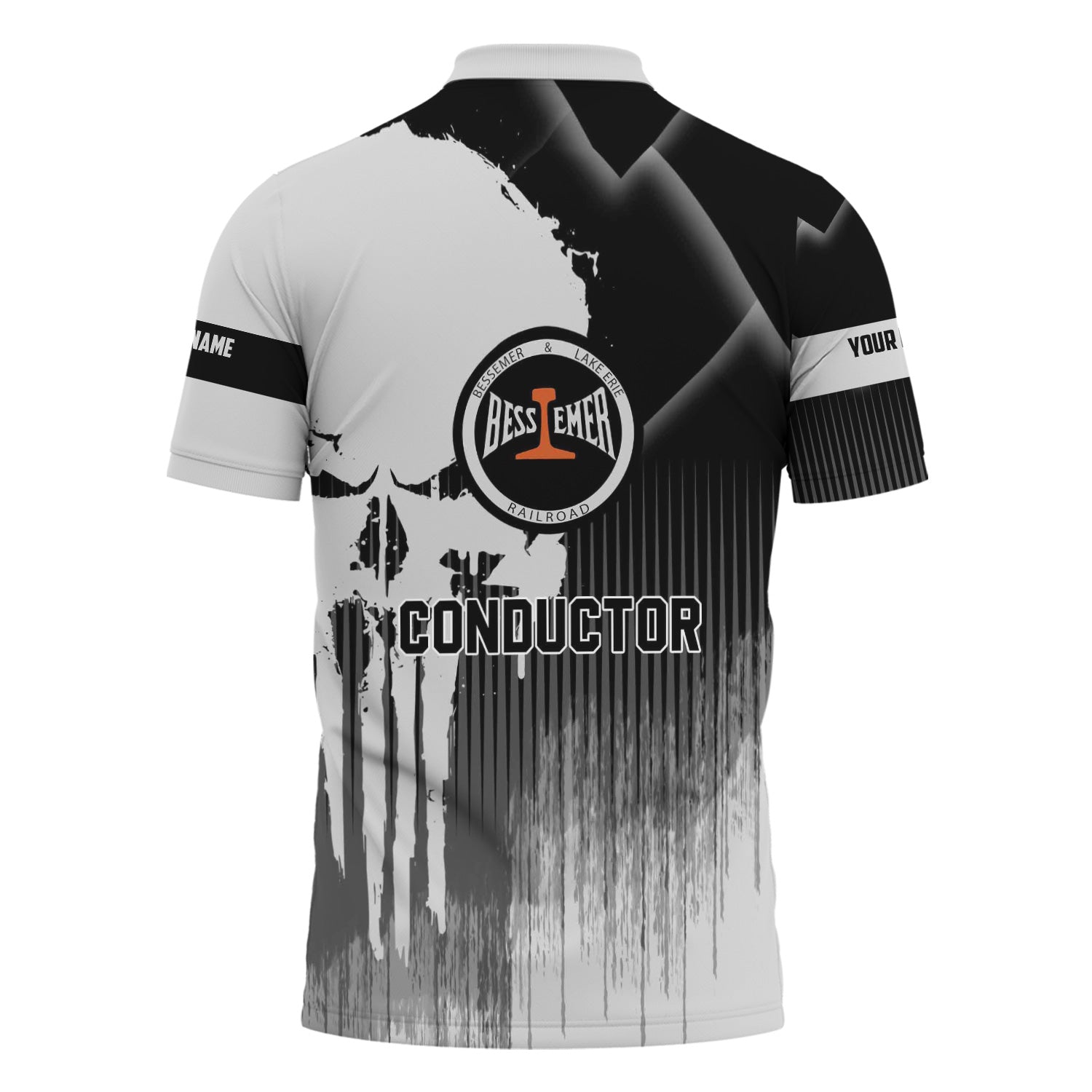Railspirit Personalized Bessemer And Lake Erie Railroad Polo Shirt Skull Design with Custom Job Train Shirt for Trackhead Crew