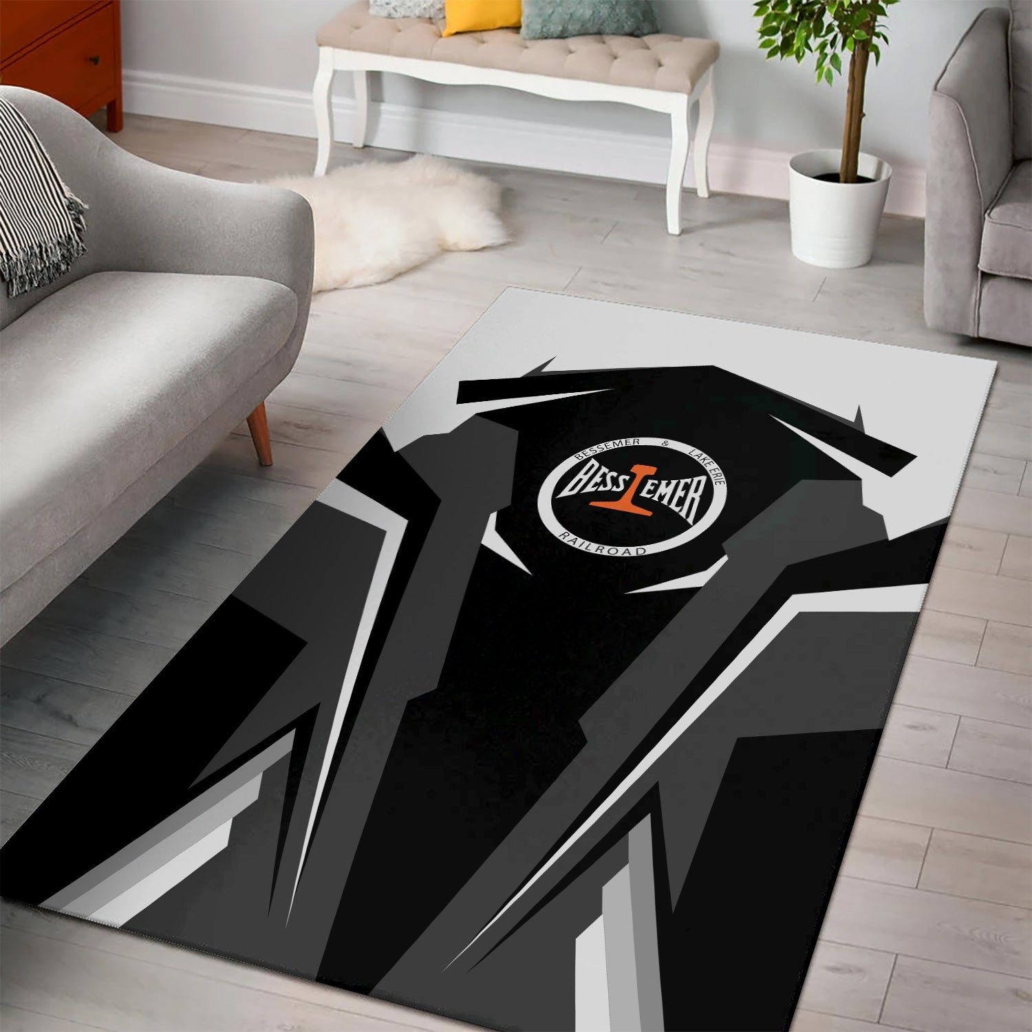 Railspirit Personalized Bessemer And Lake Erie Railroad Area Rug Strong Line Style  Train Area Rug Gift Idea For Train Lover