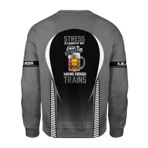 Railspirit Personalized Bessemer And Lake Erie Railroad Sweatshirt Stress Is Caused By Not Having Enough Trains Shirt All Over Print Shirt